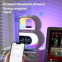image-2024 New B-Shaped Blutooth Speaker Multifunctional Smart Music Rhythm Lighting Phone Wireless Charger TF Card AUX Input Standard Mode