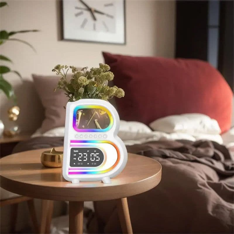 image-2024 New B-Shaped Blutooth Speaker Multifunctional Smart Music Rhythm Lighting Phone Wireless Charger TF Card AUX Input Standard Mode
