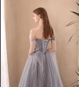 image-Dinner Annual Meeting Host Blue Off-shoulder Petal Dress For Women