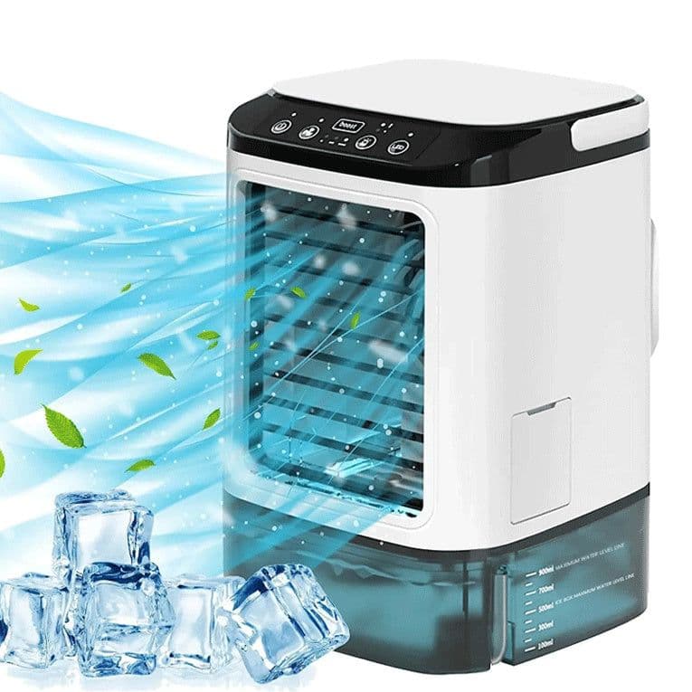 image-New Style Air Cooler Desktop Air Conditioner Fan Dual Spray Cooling Electric Fan Air Cooler USB Portable Refrigeration