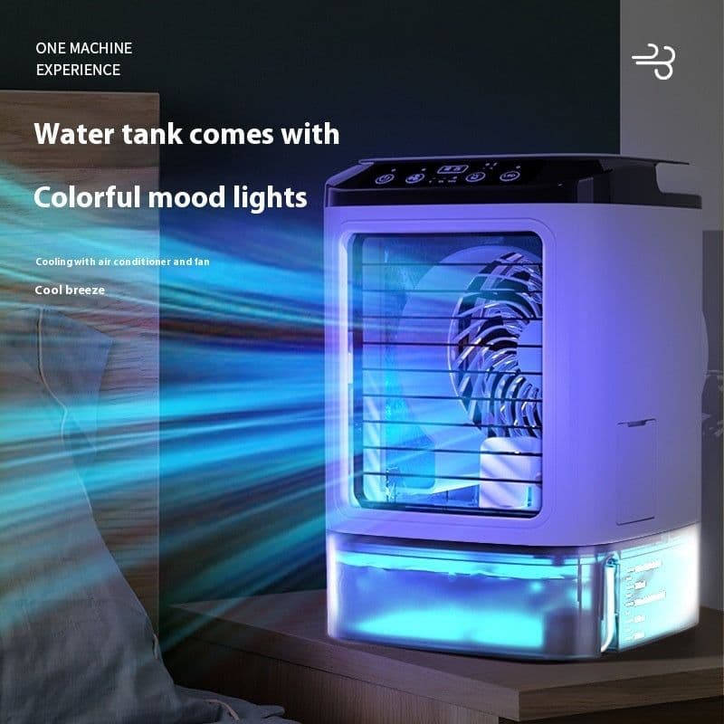 image-New Style Air Cooler Desktop Air Conditioner Fan Dual Spray Cooling Electric Fan Air Cooler USB Portable Refrigeration
