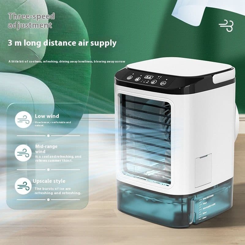 image-New Style Air Cooler Desktop Air Conditioner Fan Dual Spray Cooling Electric Fan Air Cooler USB Portable Refrigeration
