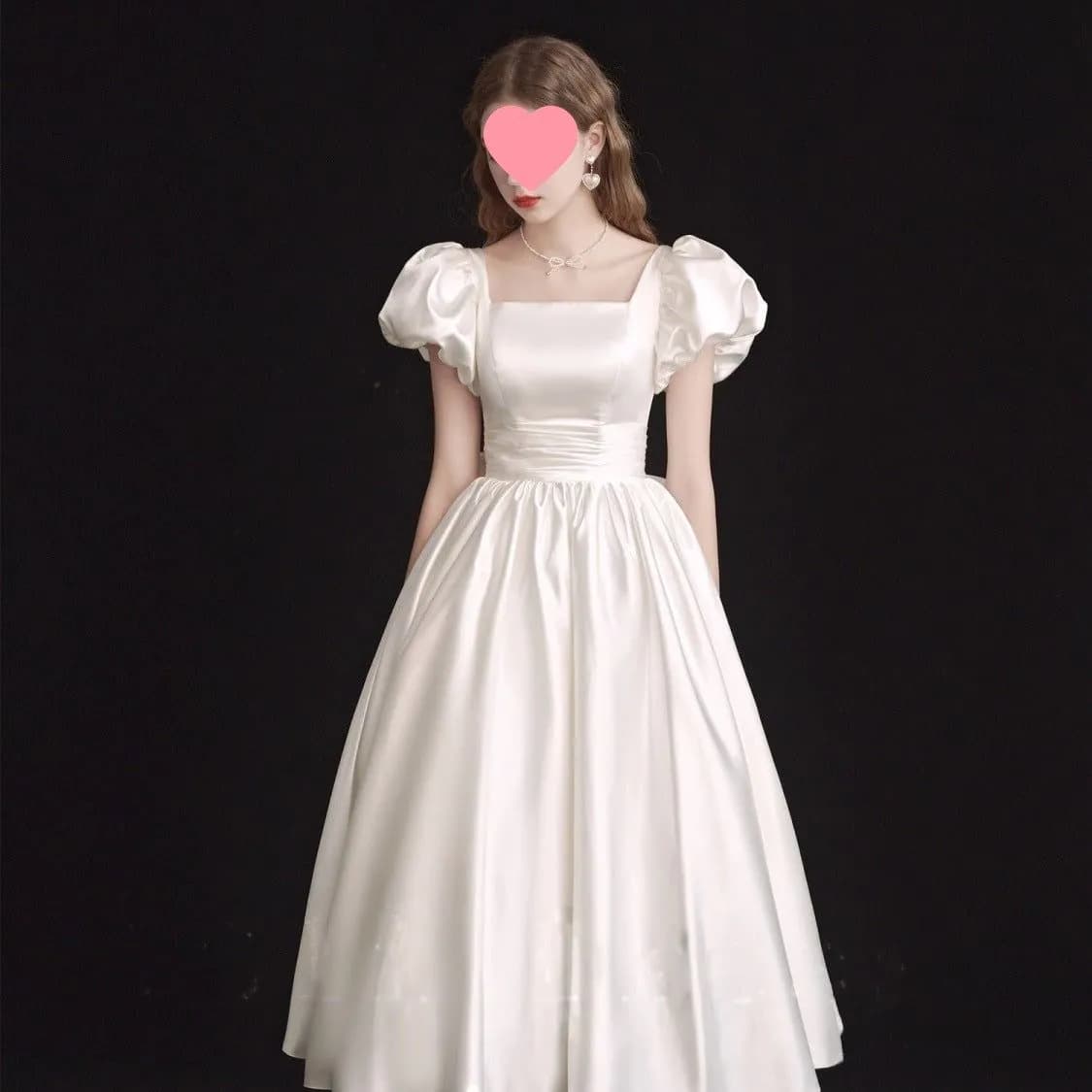 image-French Light Wedding Dress Satin Vintage Trip Shoot Bridal Gown Dress
