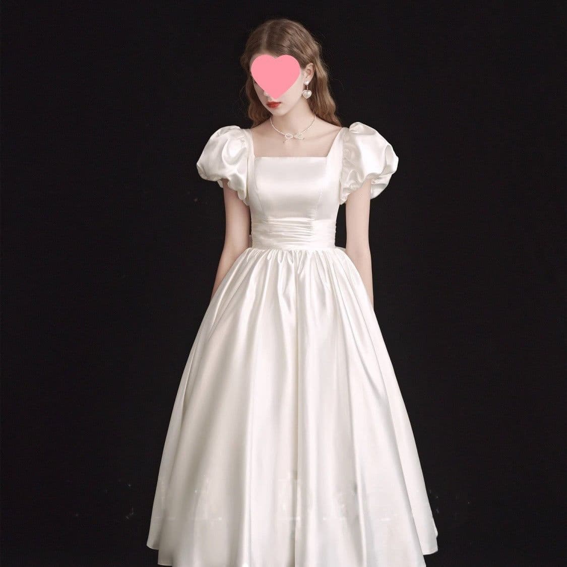 image-French Light Wedding Dress Satin Vintage Trip Shoot Bridal Gown Dress