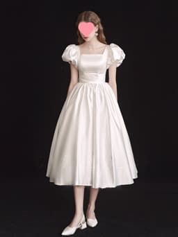 image-French Light Wedding Dress Satin Vintage Trip Shoot Bridal Gown Dress