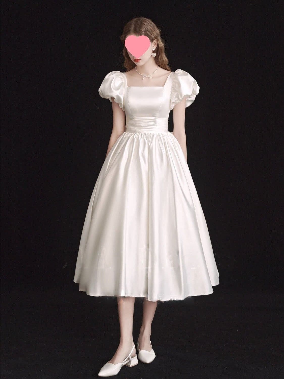 image-French Light Wedding Dress Satin Vintage Trip Shoot Bridal Gown Dress