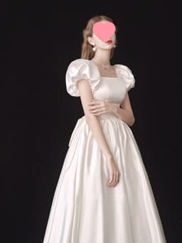 image-French Light Wedding Dress Satin Vintage Trip Shoot Bridal Gown Dress