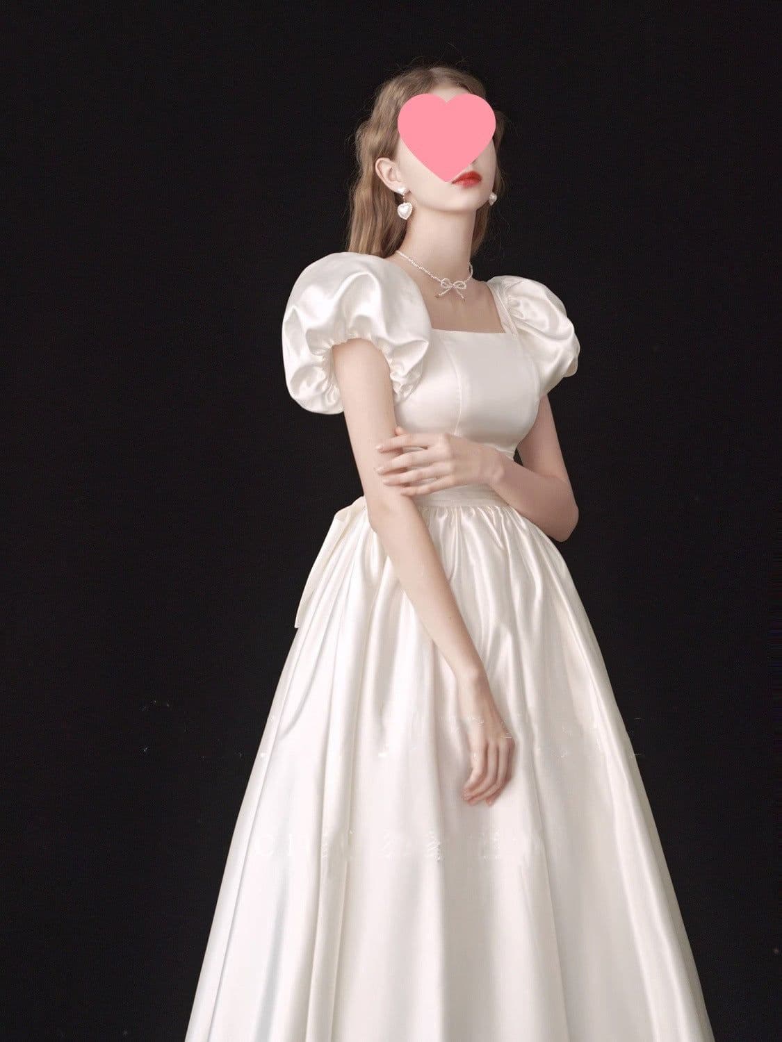 image-French Light Wedding Dress Satin Vintage Trip Shoot Bridal Gown Dress