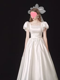 image-French Light Wedding Dress Satin Vintage Trip Shoot Bridal Gown Dress
