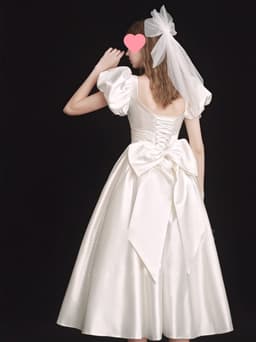 image-French Light Wedding Dress Satin Vintage Trip Shoot Bridal Gown Dress