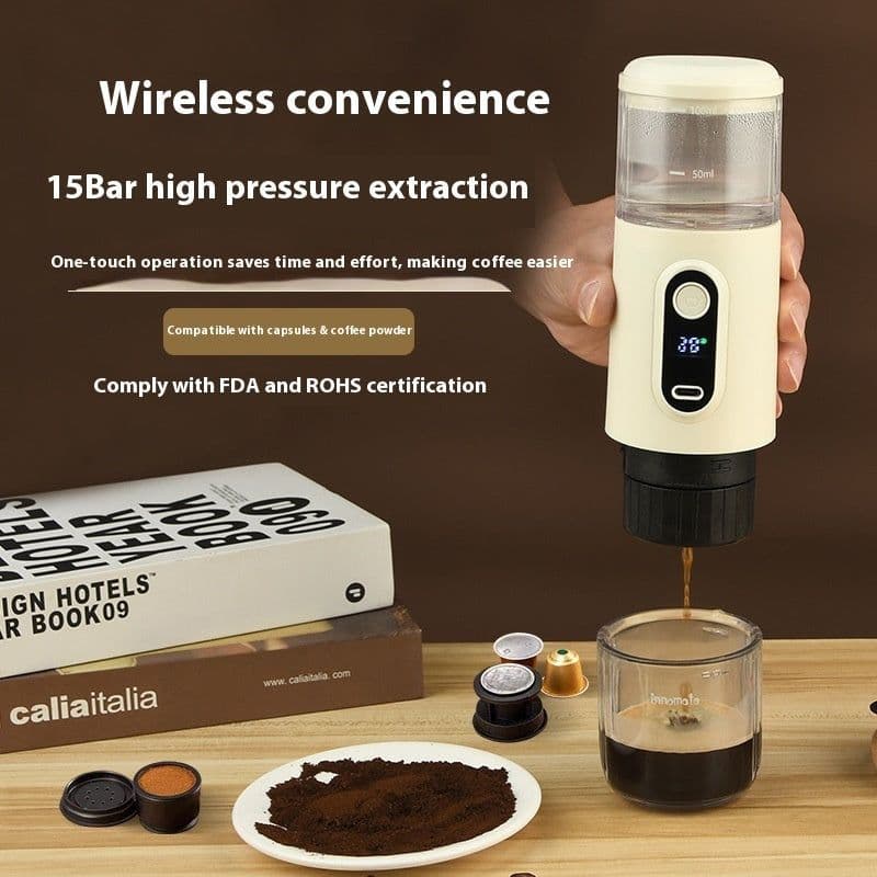 image-Wireless Portable Italian Coffee Machine Electric Concentrated Capsule Small Portable Outdoor Vehicle-mounted Home Use