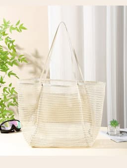 image-Portable Portable Beach Bag Travel Bag Sandwich Grid