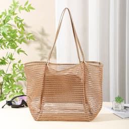 image-Portable Portable Beach Bag Travel Bag Sandwich Grid