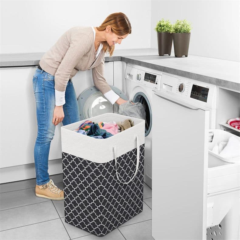 image-Folding Laundry Basket Home Bathroom Storage