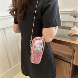 image-Simulation Mobile Phone Bag Patent Leather Shoulder Crossbody