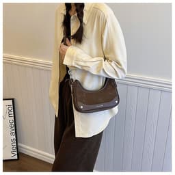 image-Women's Frosted Vintage Autumn And Winter Textured Shoulder Messenger Bag