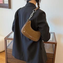 image-Women's Frosted Vintage Autumn And Winter Textured Shoulder Messenger Bag