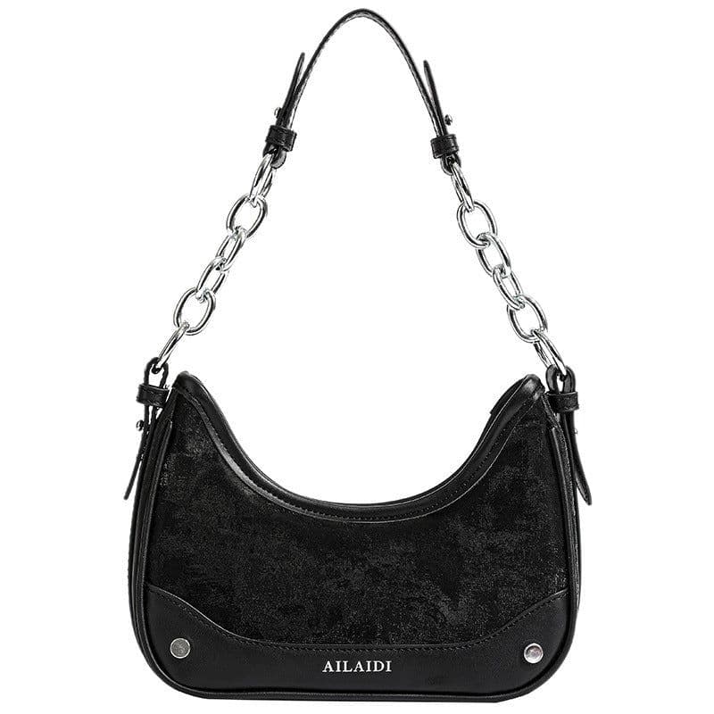 image-Women's Frosted Vintage Autumn And Winter Textured Shoulder Messenger Bag