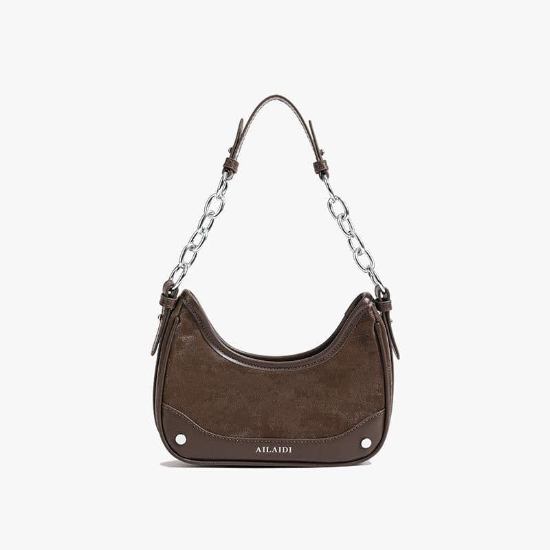 image-Women's Frosted Vintage Autumn And Winter Textured Shoulder Messenger Bag