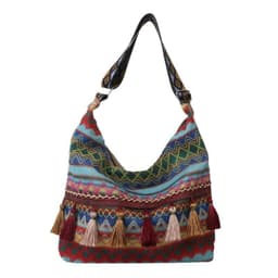 image-Simple Shoulder Retro Ethnic Style Large Capacity Crossbody Tote Bag