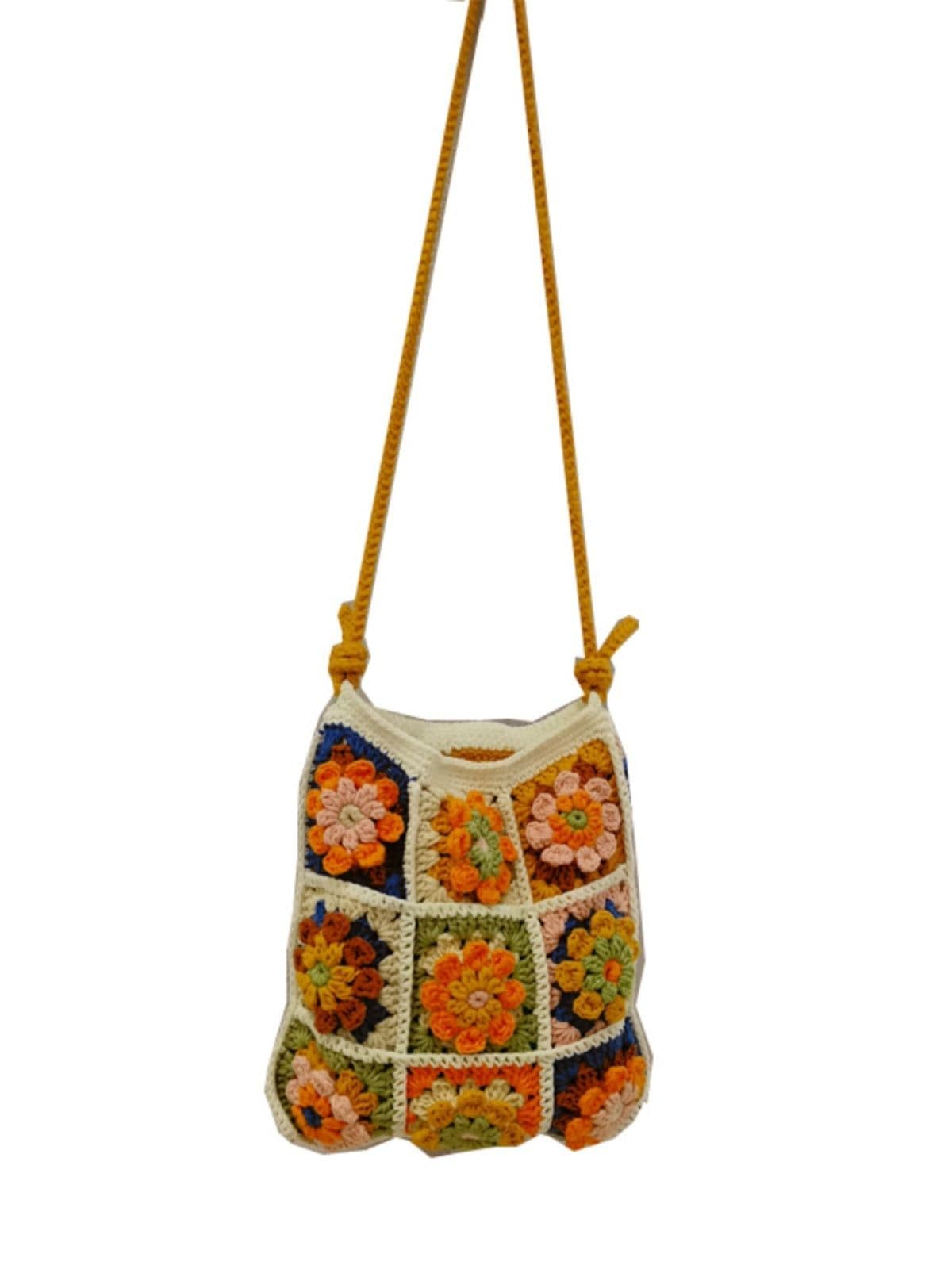 image-Diy Hand-woven Kaleidoscope Woolen Yarn Bag