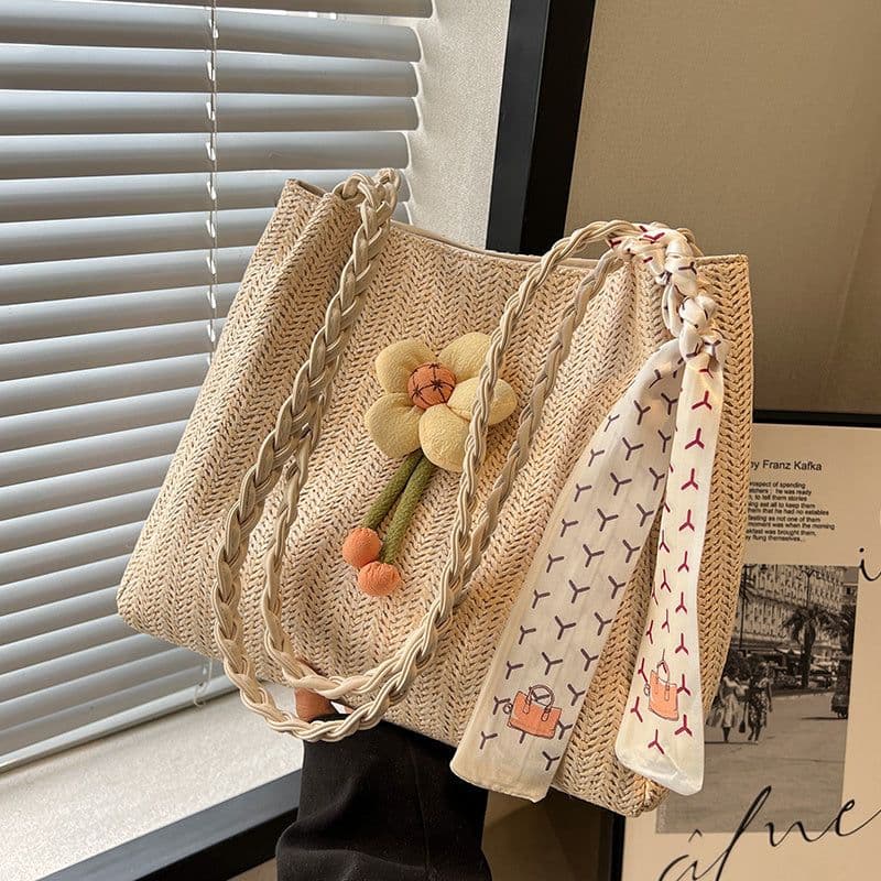 image-Women's Large-capacity Straw Tote All-match Shoulder Bag