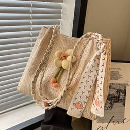 image-Women's Large-capacity Straw Tote All-match Shoulder Bag