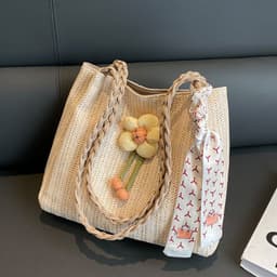 image-Women's Large-capacity Straw Tote All-match Shoulder Bag