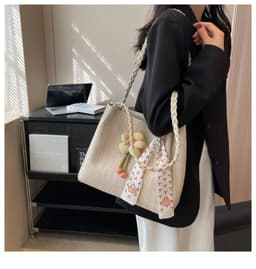 image-Women's Large-capacity Straw Tote All-match Shoulder Bag