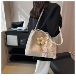 image-Women's Large-capacity Straw Tote All-match Shoulder Bag