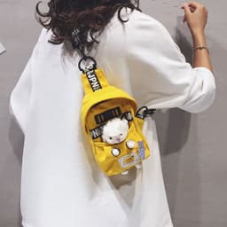image-Cute Lamb Bag Women's Canvas Chest Bag Shoulder Messenger Bag