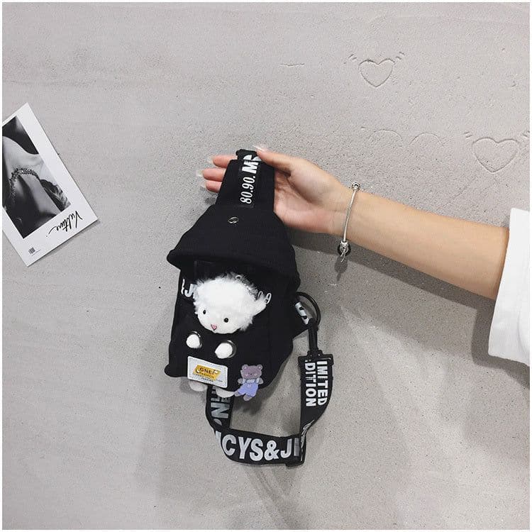image-Cute Lamb Bag Women's Canvas Chest Bag Shoulder Messenger Bag