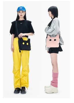 image-Cat-shaped Shoulder Messenger Bag Large Capacity Canvas Nylon Bag