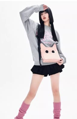 image-Cat-shaped Shoulder Messenger Bag Large Capacity Canvas Nylon Bag