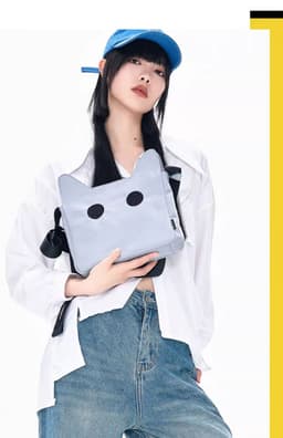image-Cat-shaped Shoulder Messenger Bag Large Capacity Canvas Nylon Bag