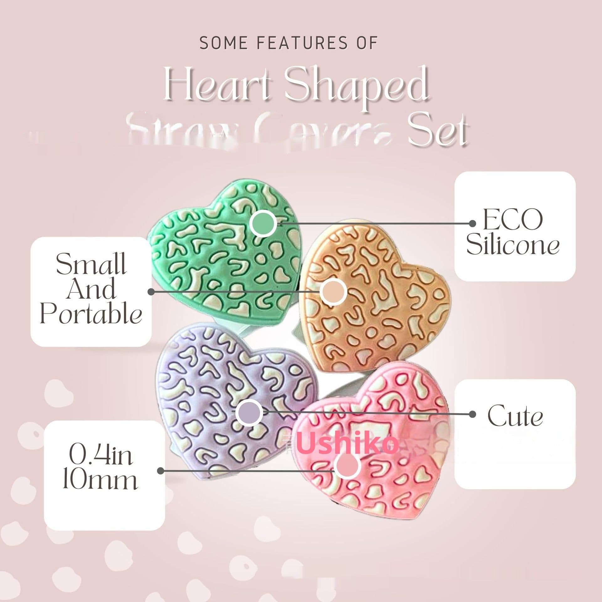 image-Dust Plug Love Leopard Print Straw Cover