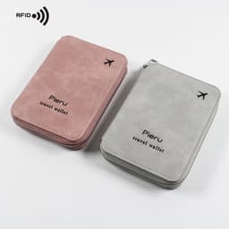 image-Zipper Passport Holder Multi-functional RFID Anti-theft Swiping Outbound Travel Storage Bag