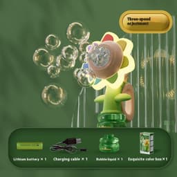 image-Dancing Sunflower Bubble Machine Automatic Electric Swing Soap Blowing Bubble Maker With Light Outdoor Toy For Kid Children Gift