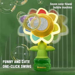 image-Dancing Sunflower Bubble Machine Automatic Electric Swing Soap Blowing Bubble Maker With Light Outdoor Toy For Kid Children Gift