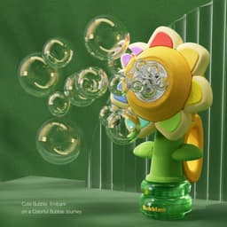 image-Dancing Sunflower Bubble Machine Automatic Electric Swing Soap Blowing Bubble Maker With Light Outdoor Toy For Kid Children Gift