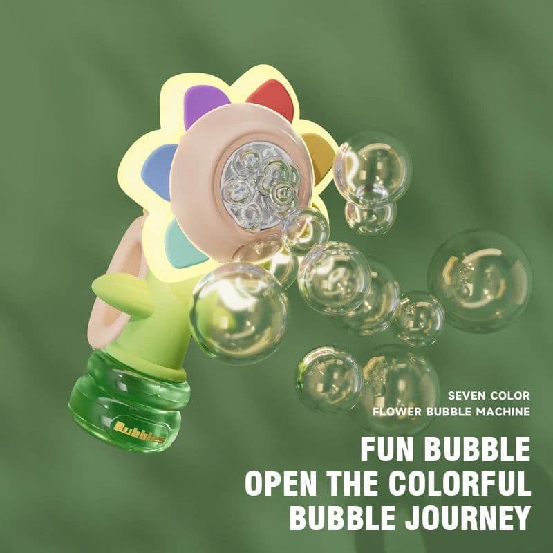image-Dancing Sunflower Bubble Machine Automatic Electric Swing Soap Blowing Bubble Maker With Light Outdoor Toy For Kid Children Gift