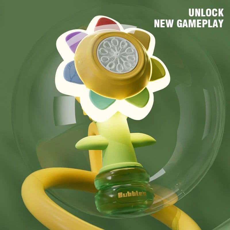 image-Dancing Sunflower Bubble Machine Automatic Electric Swing Soap Blowing Bubble Maker With Light Outdoor Toy For Kid Children Gift