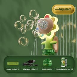 image-Dancing Sunflower Bubble Machine Automatic Electric Swing Soap Blowing Bubble Maker With Light Outdoor Toy For Kid Children Gift