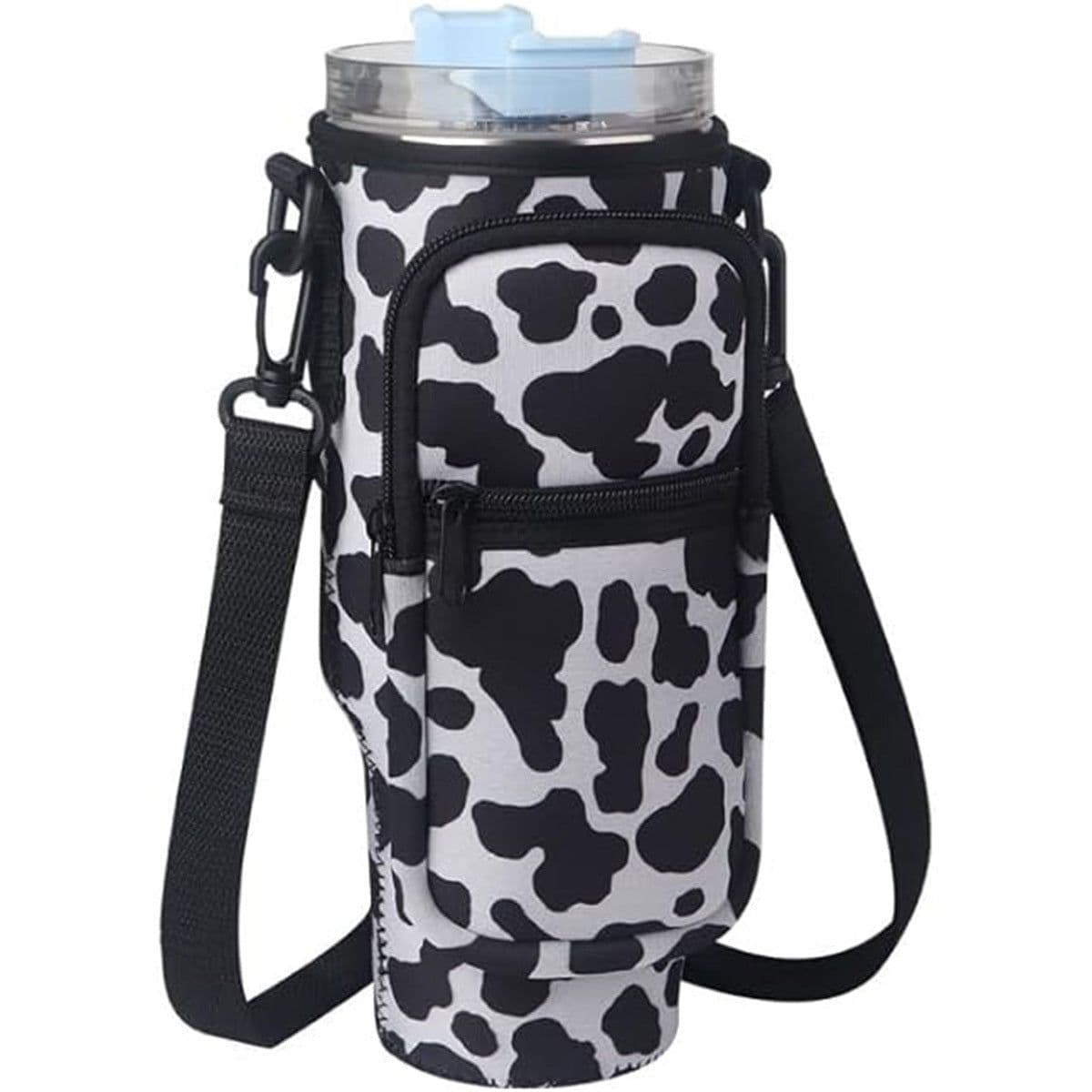 image-Water Bottle Carrier Bag Fit For 40oz Tumbler With Handle, Water Bottle Holder Bag With Adjustable Shoulder Strap For Hiking Travelling Camping