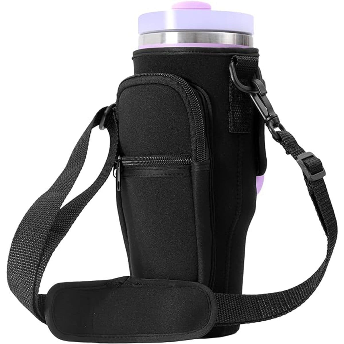 image-Water Bottle Carrier Bag Fit For 40oz Tumbler With Handle, Water Bottle Holder Bag With Adjustable Shoulder Strap For Hiking Travelling Camping