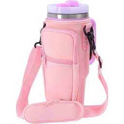 image-Water Bottle Carrier Bag Fit For 40oz Tumbler With Handle, Water Bottle Holder Bag With Adjustable Shoulder Strap For Hiking Travelling Camping
