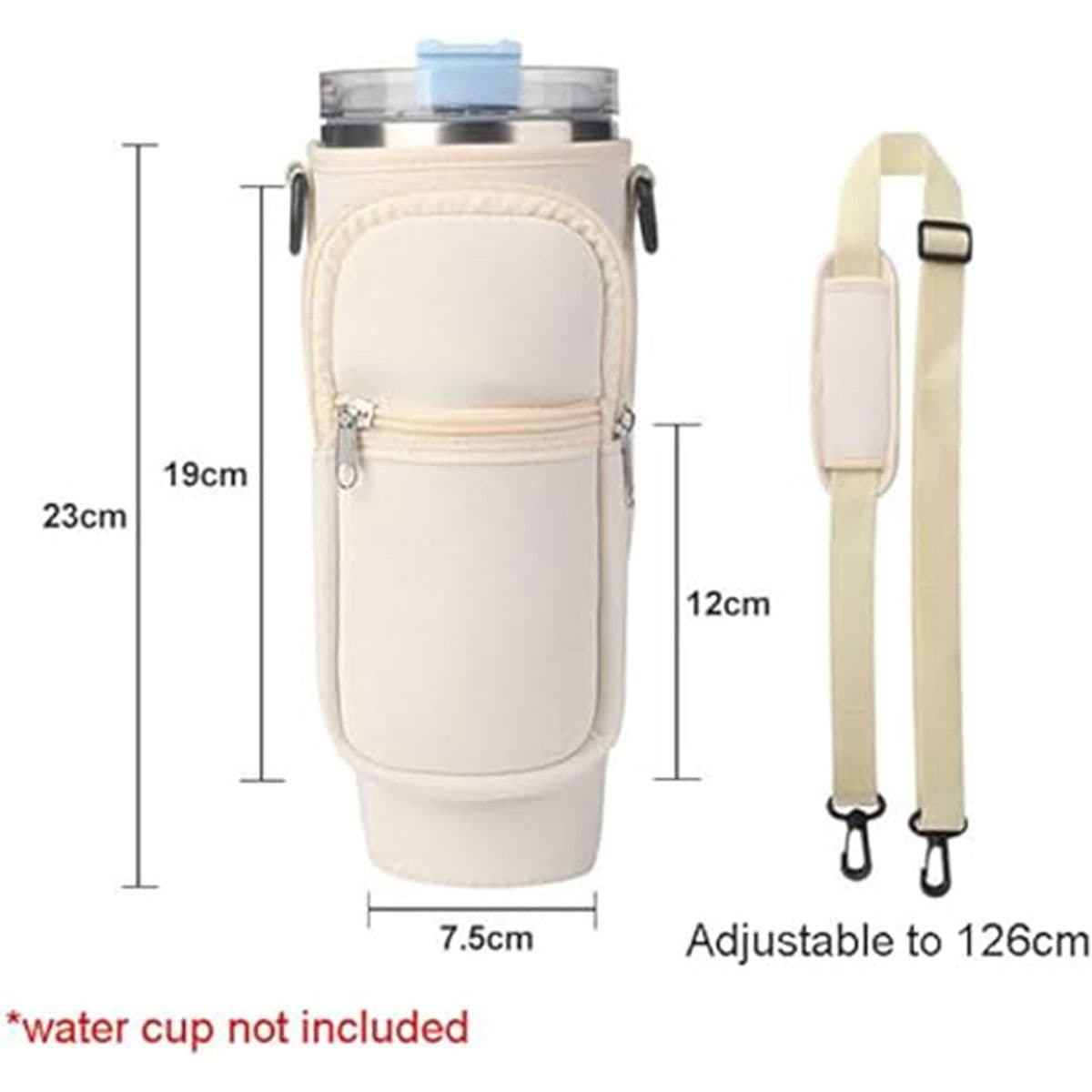 image-Water Bottle Carrier Bag Fit For 40oz Tumbler With Handle, Water Bottle Holder Bag With Adjustable Shoulder Strap For Hiking Travelling Camping