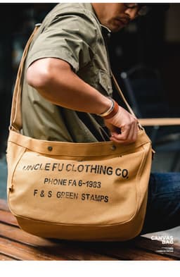 image-Retro Large Capacity Crossbody Newsboy Bag Letter Canvas Message Bag