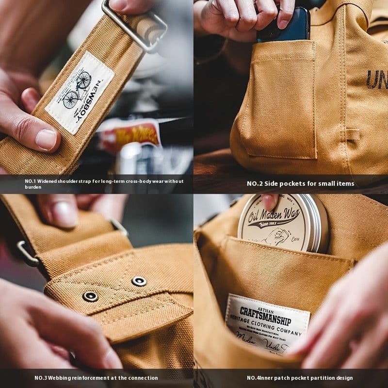 image-Retro Large Capacity Crossbody Newsboy Bag Letter Canvas Message Bag