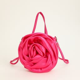 image-Satin Satin Three-dimensional Rose Flower Shape Portable Crossbody Party Wedding Female Dinner Bag